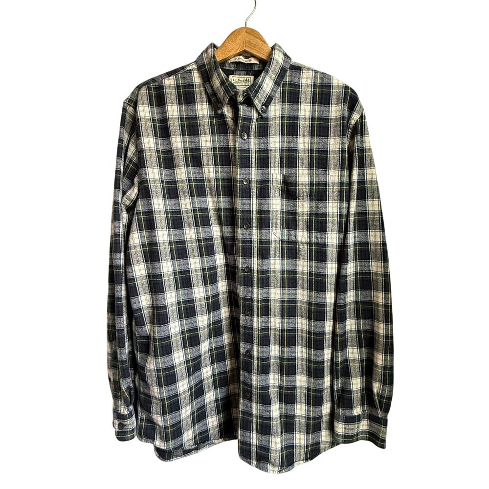 L.L.Bean Slightly Fitted Plaid Flannel Shirt L Tall Cotton